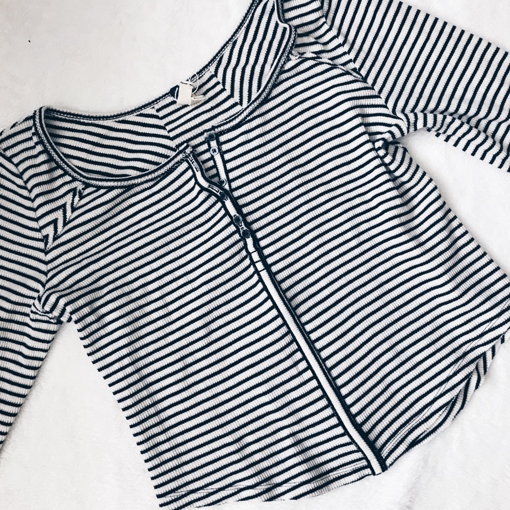 striped cropped henley